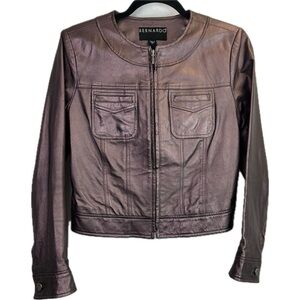 Bernardo Women’s Metallic Purple Leather Jacket